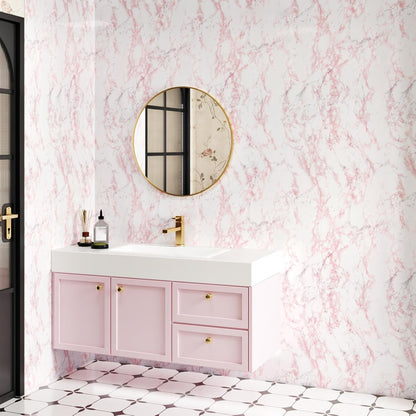White Pink Marble Contact Paper Countertop Peel Stick Waterproof