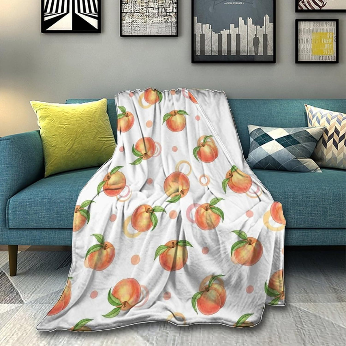 Soft Bed Sofa Couch Cover Unisex Air Conditioned Blanket Pink Peach Cute Watercolor Fashion Home Decor