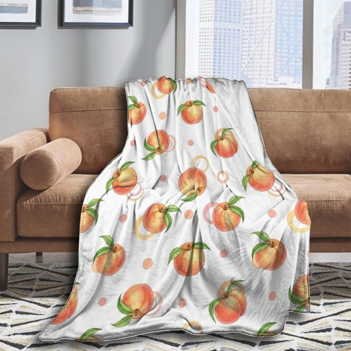 Soft Bed Sofa Couch Cover Unisex Air Conditioned Blanket Pink Peach Cute Watercolor Fashion Home Decor