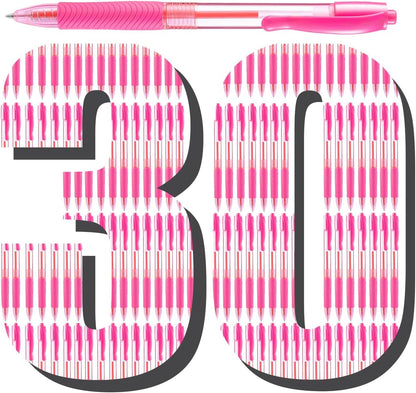 Pink Ink Pens Bulk 30 Pack Pink Click Pens Retractable Ballpoint Pens Medium Point,Smooth Ink Pen Soft Grip for Journaling School Office Supplies 1.0MM