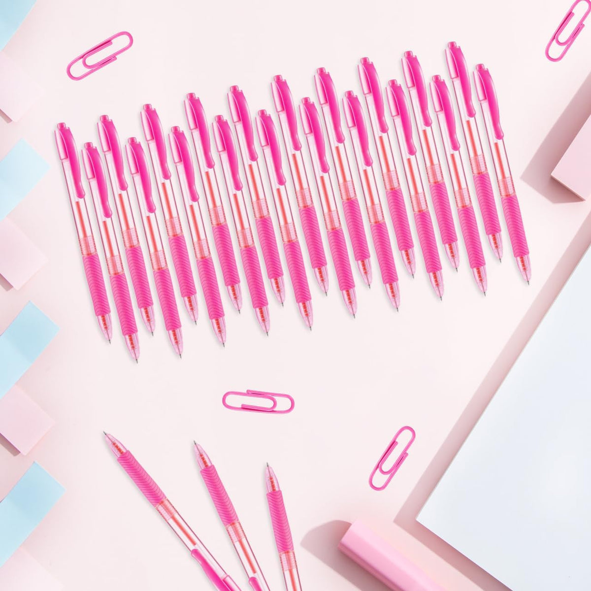 Pink Ink Pens Bulk 30 Pack Pink Click Pens Retractable Ballpoint Pens Medium Point,Smooth Ink Pen Soft Grip for Journaling School Office Supplies 1.0MM