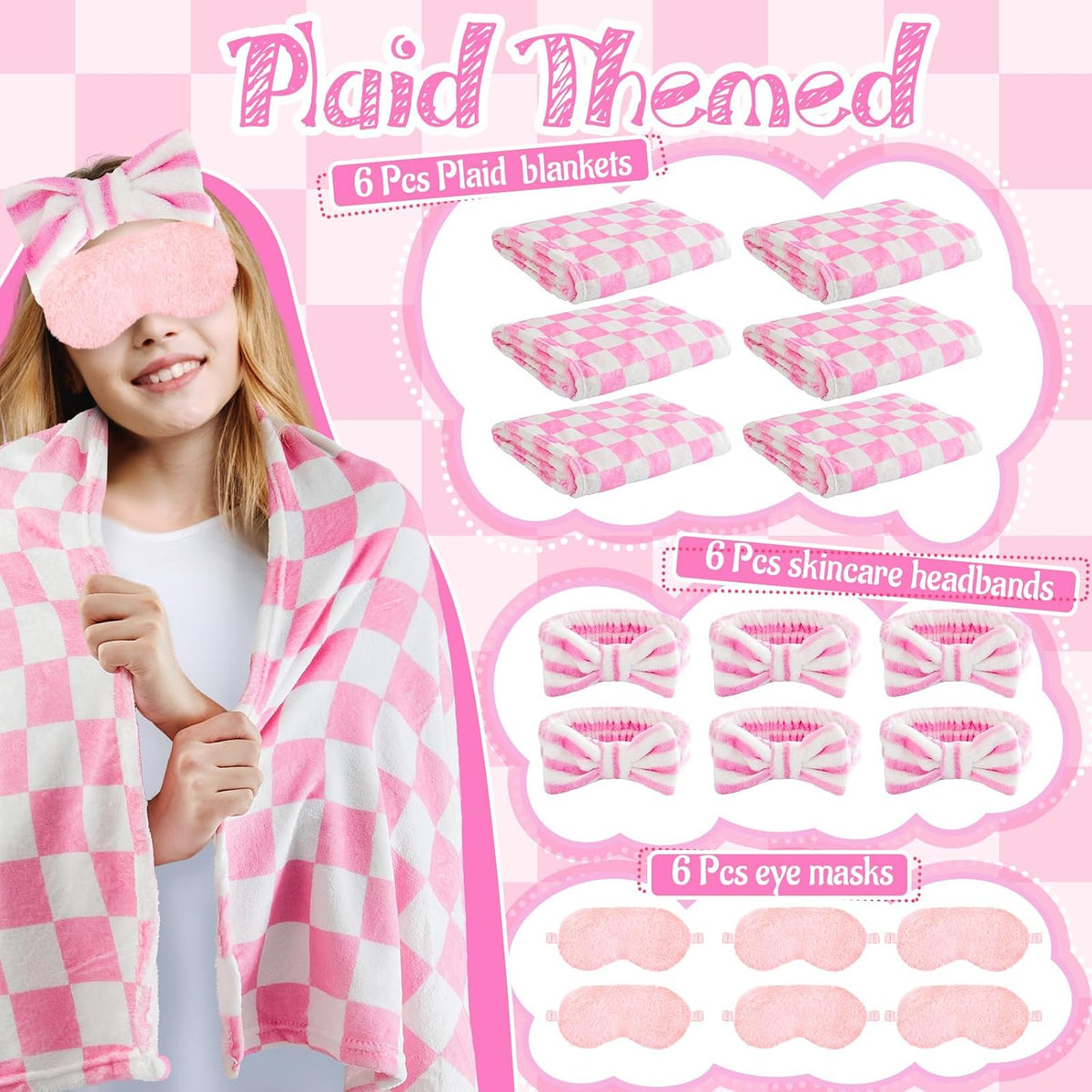 18 Pcs Sleepover Party Supplies for Slumber Girls Spa Party Gift
