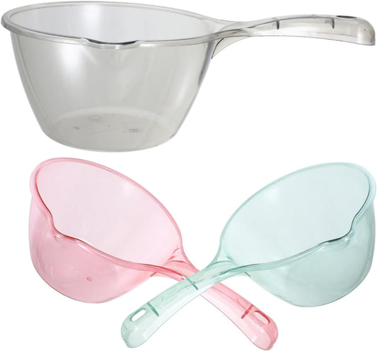 3pcs Kitchen Water Ladle Long Handle Plant Watering Scoops for Home Garden Kitchen Utensils Pink Light Green and Brown