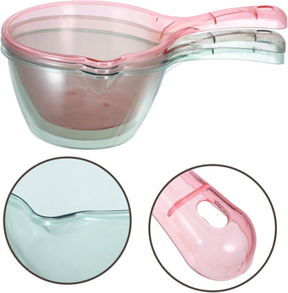 3pcs Kitchen Water Ladle Long Handle Plant Watering Scoops for Home Garden Kitchen Utensils Pink Light Green and Brown