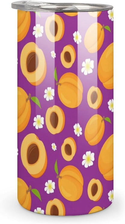 Cartoon Peaches And Flower Pattern Stainless Steel Tumbler Mugs Coffee Mug Portable Thermal Cup For Travel Office Sport Gifts