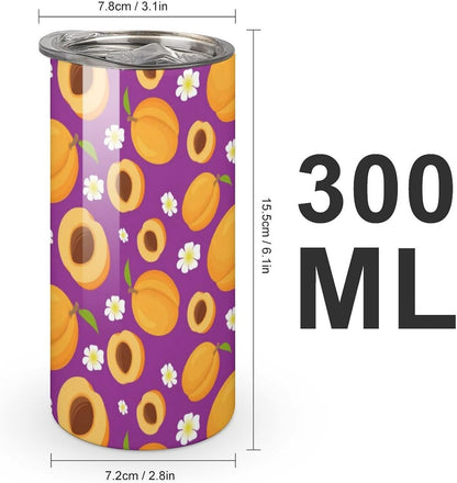 Cartoon Peaches And Flower Pattern Stainless Steel Tumbler Mugs Coffee Mug Portable Thermal Cup For Travel Office Sport Gifts