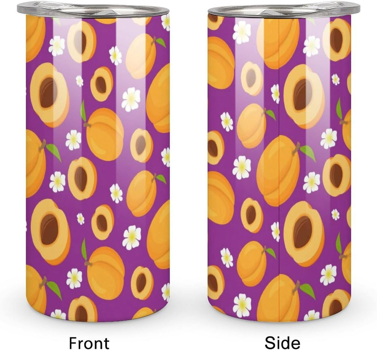 Cartoon Peaches And Flower Pattern Stainless Steel Tumbler Mugs Coffee Mug Portable Thermal Cup For Travel Office Sport Gifts