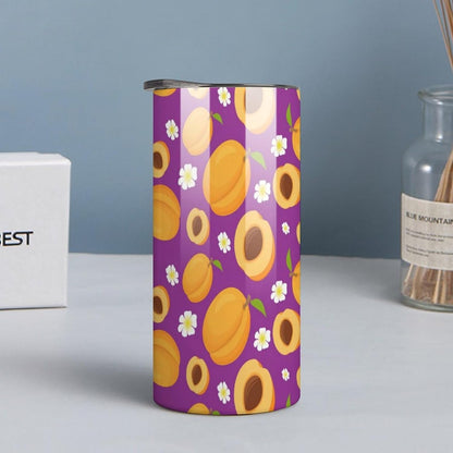Cartoon Peaches And Flower Pattern Stainless Steel Tumbler Mugs Coffee Mug Portable Thermal Cup For Travel Office Sport Gifts