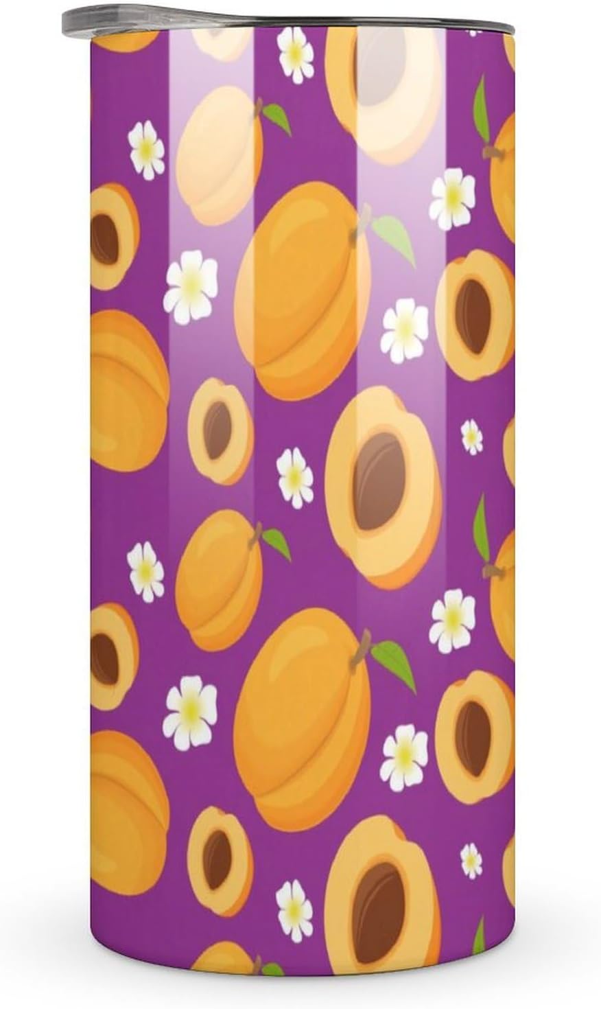 Cartoon Peaches And Flower Pattern Stainless Steel Tumbler Mugs Coffee Mug Portable Thermal Cup For Travel Office Sport Gifts