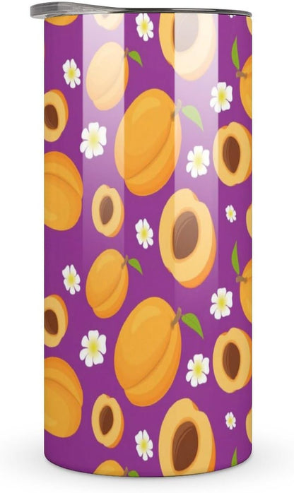 Cartoon Peaches And Flower Pattern Stainless Steel Tumbler Mugs Coffee Mug Portable Thermal Cup For Travel Office Sport Gifts