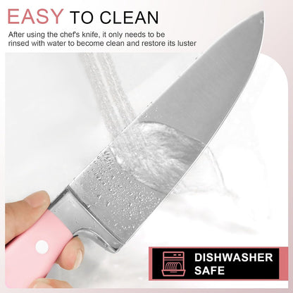 Kitchen Knife Set,14-Piece Triple Riveted Knife Block Set, High Carbon-Stainless Steel Chef Knife set,Razor-Sharp Knife Set with Wood Block,Cutlery Knife Set,Durable & Dishwasher Safe (Pink), M