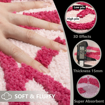KOEXM Get Naked Bath Mat 18" x 47", Pink Long Runner Mat Bathroom