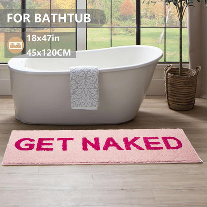 KOEXM Get Naked Bath Mat 18" x 47", Pink Long Runner Mat Bathroom
