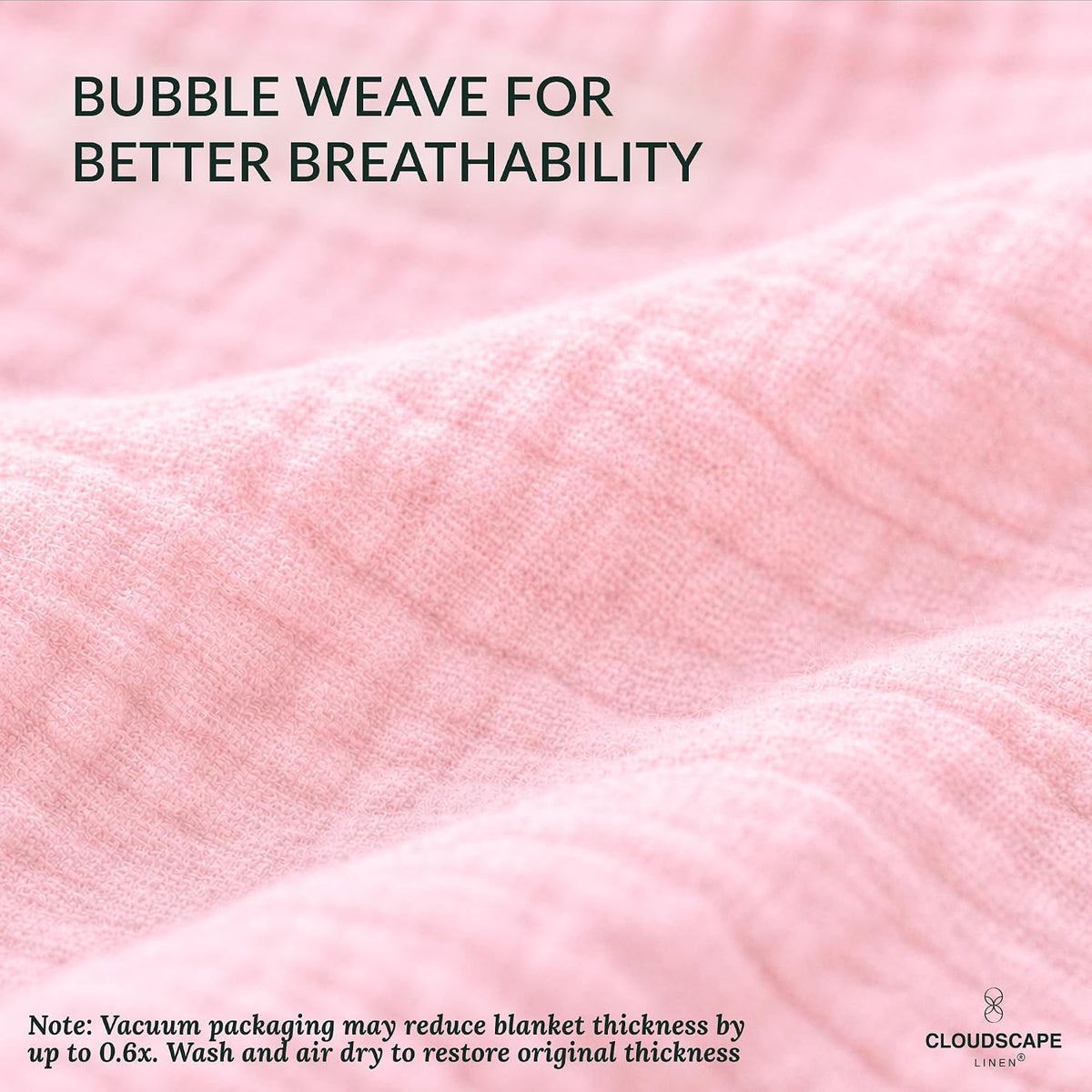 CLOUDSCAPE 4 Layer Muslin Blanket for Adults - 100% Cotton Blanket Queen Size Bedding, 92"x92" Fits Upto Full Size Bed, All-Season Lightweight Gauze Soft, Breathable Summer Blankets - Seashell Pink