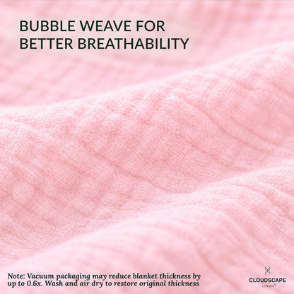CLOUDSCAPE 4 Layer Muslin Blanket for Adults - 100% Cotton Blanket Queen Size Bedding, 92"x92" Fits Upto Full Size Bed, All-Season Lightweight Gauze Soft, Breathable Summer Blankets - Seashell Pink