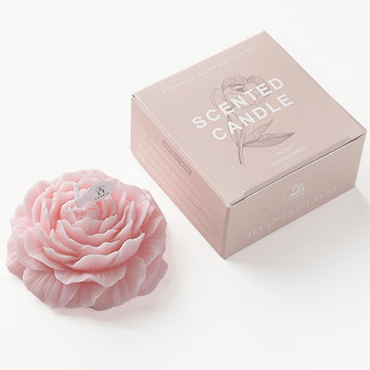 Peony Candles Gifts for Women, Soy Wax Aromatherapy Candle, Room Decor Cute Flower Shaped Scented Candles, Aesthetic Decorative (Peach Oolong Tea, 3 Inch)
