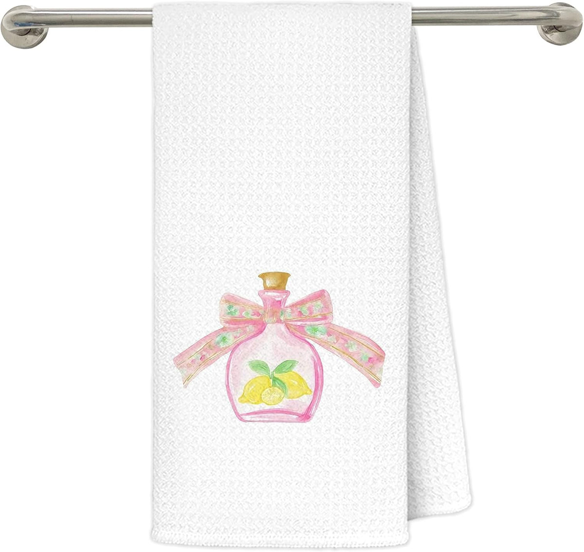 Coquette Pastel Bow Lemon Perfume Bathroom Hand Towels 16x24 in, Pink Girly Bathroom Decor, Trendy Preppy Decorative Hand Tea Dish Towels for Washroom Powder Room Vanity