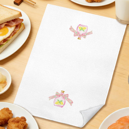 Coquette Pastel Bow Lemon Perfume Bathroom Hand Towels 16x24 in, Pink Girly Bathroom Decor, Trendy Preppy Decorative Hand Tea Dish Towels for Washroom Powder Room Vanity