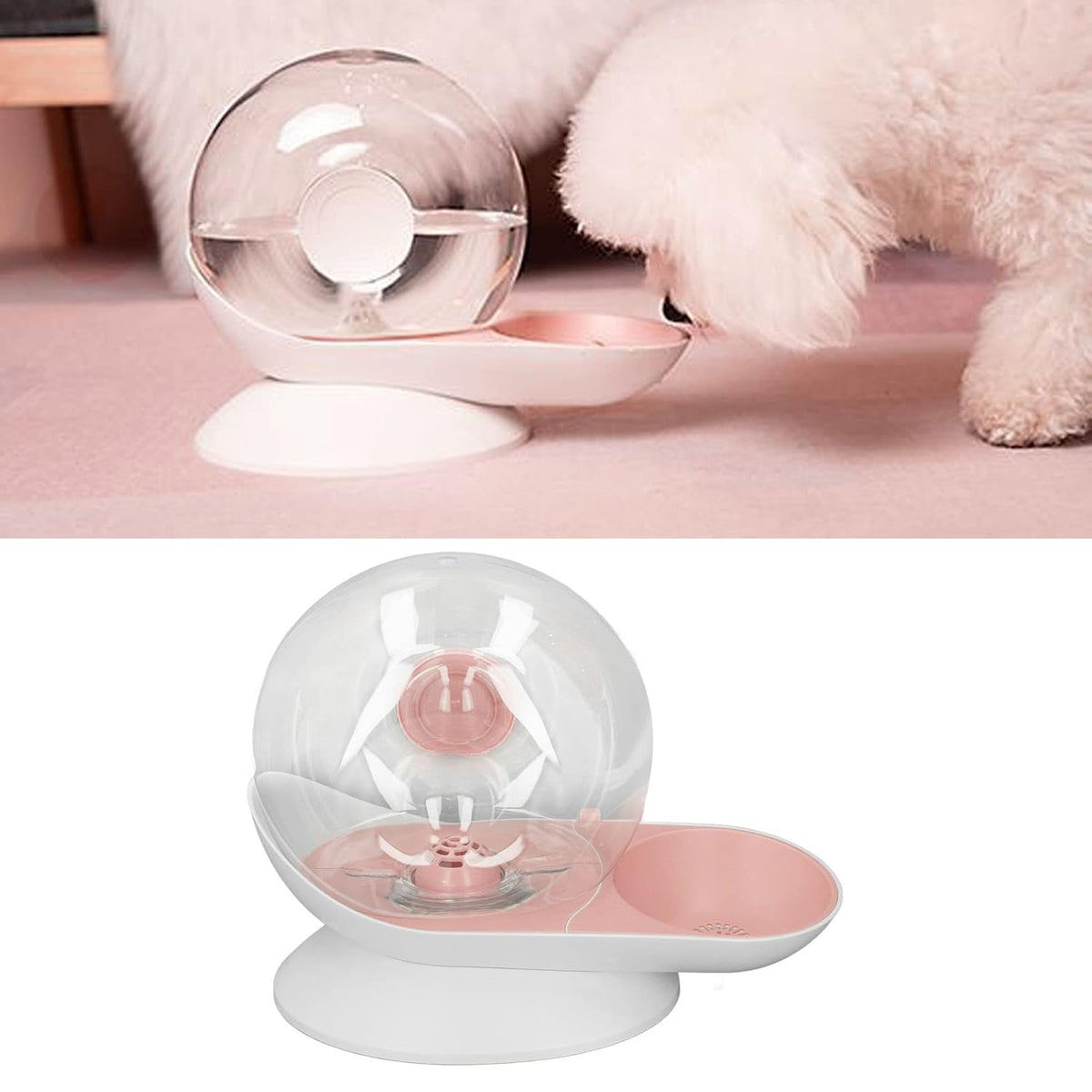 Cat Drinking Fountain, Snail Shaped Pet Water Dispenser Bowl with Fixed Water Level Large Capacity 2.8L for Medium Large Pets (Pink)