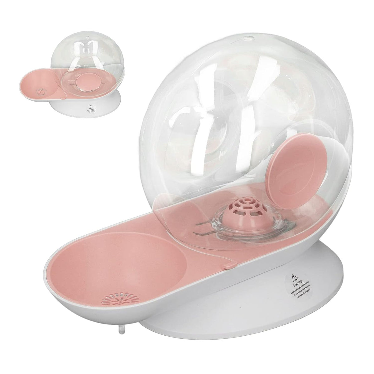 Cat Drinking Fountain, Snail Shaped Pet Water Dispenser Bowl with Fixed Water Level Large Capacity 2.8L for Medium Large Pets (Pink)