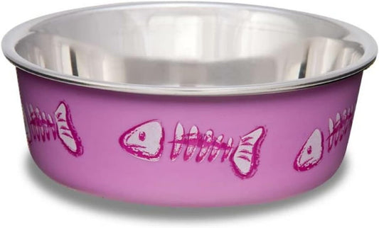 Loving Pets Bella Bowl Designer & Expressions, Cat Bowl, X-Small, Skeleton Design, Pink