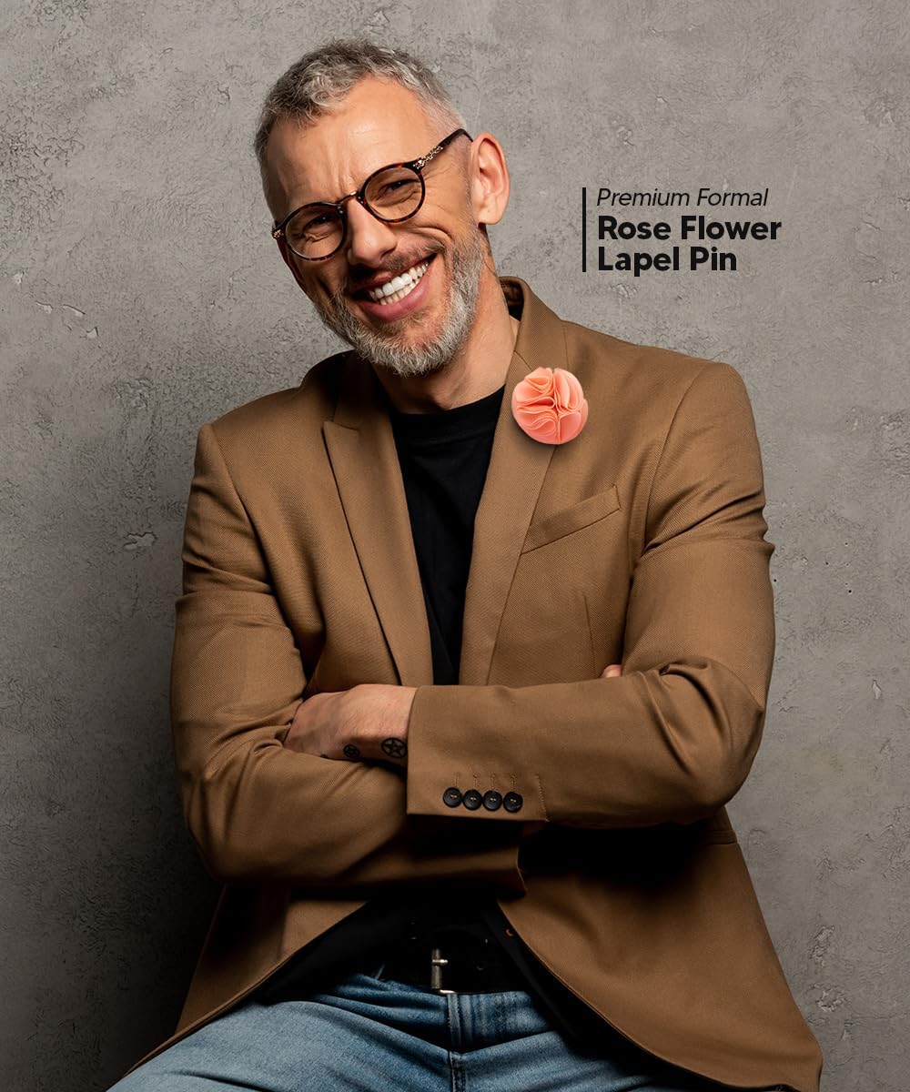 Rose Flower Lapel Pin for Men - Men's Rose Pin and Boutonniere
