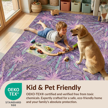 5'x7' Easy Clean Abstract Abstract Accent Rug, Pink Sleek Flatweave Pet Friendly & Non-Slip Built-in Grip Floor Covering for Small Living Room, Playroom, Bedroom | 2156615