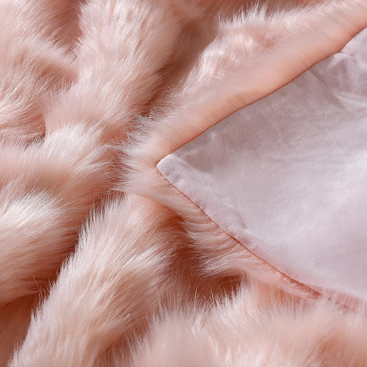 Pink Faux Fur Throw Blanket, Long Pile Light Pink Fur Blanket, Super Warm, Soft, Cozy, Fuzzy, Fluffy Throws for Couch Bed Sofa, Aesthetic Home Room Decor Throw, 50" x 60"