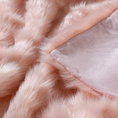 Pink Faux Fur Throw Blanket, Long Pile Light Pink Fur Blanket, Super Warm, Soft, Cozy, Fuzzy, Fluffy Throws for Couch Bed Sofa, Aesthetic Home Room Decor Throw, 50" x 60"