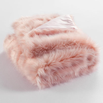 Pink Faux Fur Throw Blanket, Long Pile Light Pink Fur Blanket, Super Warm, Soft, Cozy, Fuzzy, Fluffy Throws for Couch Bed Sofa, Aesthetic Home Room Decor Throw, 50" x 60"