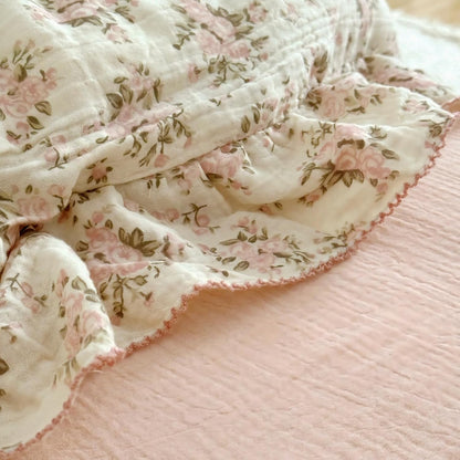 Vintage Floral Pillow Cases King with Ruffles, Pink Peony, 20"x36"