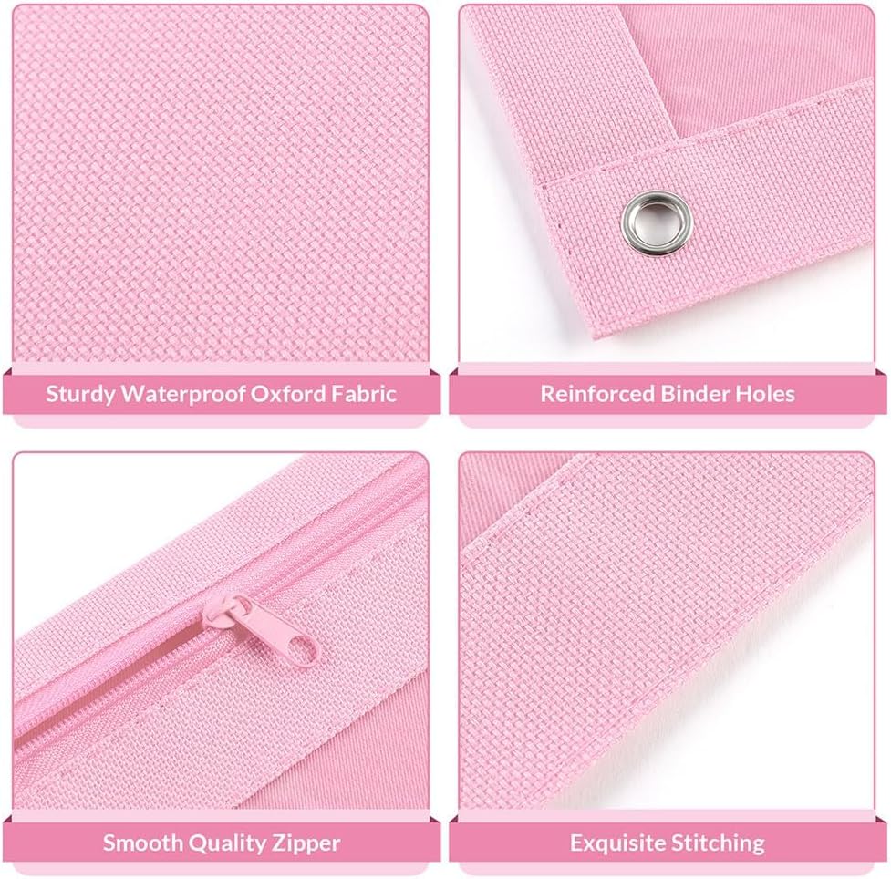 Pencil Pouch for 3 Ring Binder, 2 Pack, 9.8"x7.3", Smooth Zipper