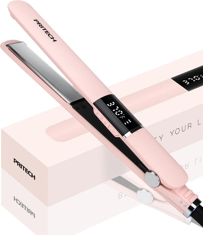 Flat Iron Hair Straightener, 1’’Plate Titanium with Adjustable Temp