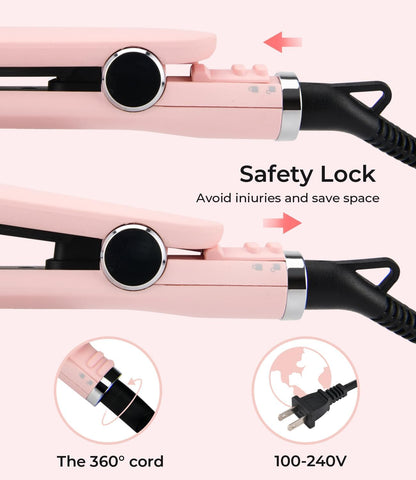 Flat Iron Hair Straightener, 1’’Plate Titanium with Adjustable Temp