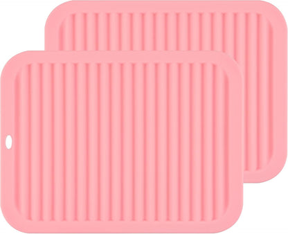 Silicone Trivets for Hot Dishes, Pots and Pans, Silicone Hot Pads for Kitchen, Heat Resistant Mat for Quartz Counter Table, Multi-Purpose Trivet Mat Pot Holders Set 2 Pink