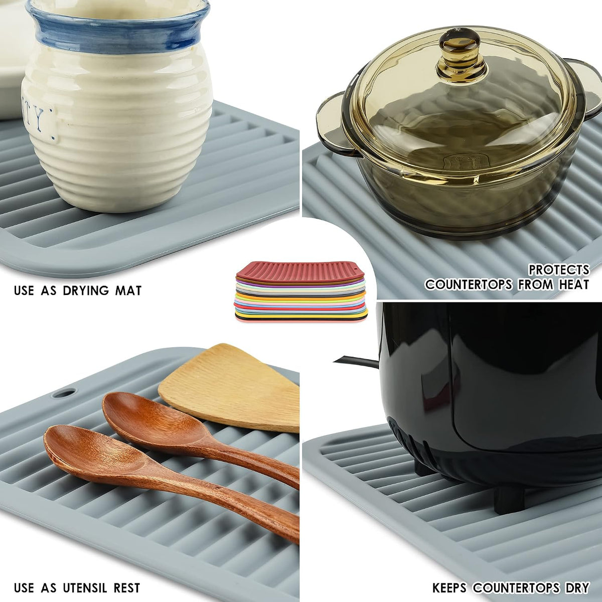 Silicone Trivets for Hot Dishes, Pots and Pans, Silicone Hot Pads for Kitchen, Heat Resistant Mat for Quartz Counter Table, Multi-Purpose Trivet Mat Pot Holders Set 2 Pink