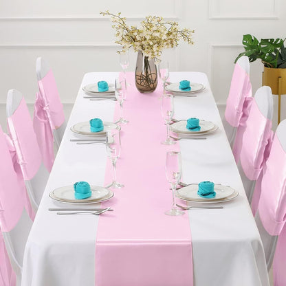 2 Pack Light Pink Satin Table Runner 12 x 108 Inch