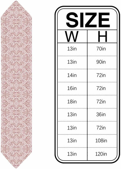 Pink Baroque Table Runner Linen Burlap Table Runner 72 Inches Long Farmhouse Scroll Floral Damask Patterned Dresser Scarves for Kitchen Island Coffee Dining Room Party Wedding Holiday Decor 13"x72"