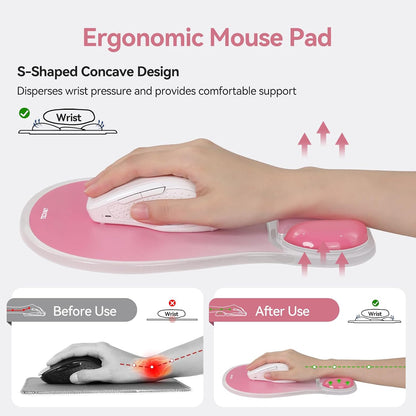 Gel Ergonomic Mouse Pad, Mouse Pad with Wrist Rest, Pink