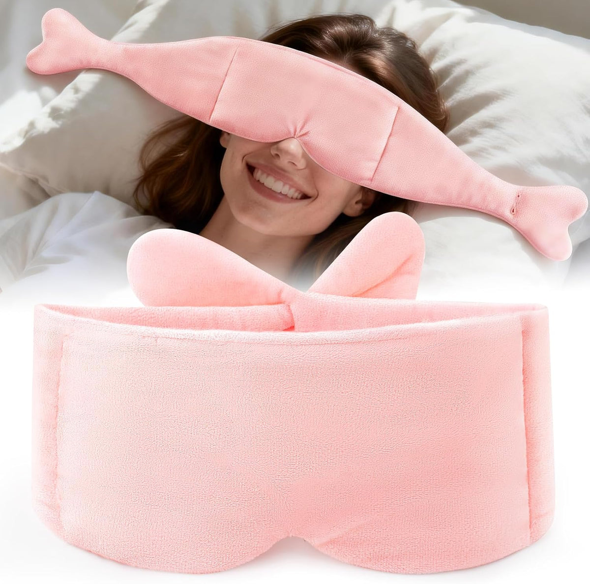 Weighted Eye Mask for Sleeping, Soft Minky Sleep Mask for Side Sleeper with Adjustable Buckle, 100% Blockout Design, Ideal for Meditation, Relaxation and Travel, Includes Storage Pouch (Pink)