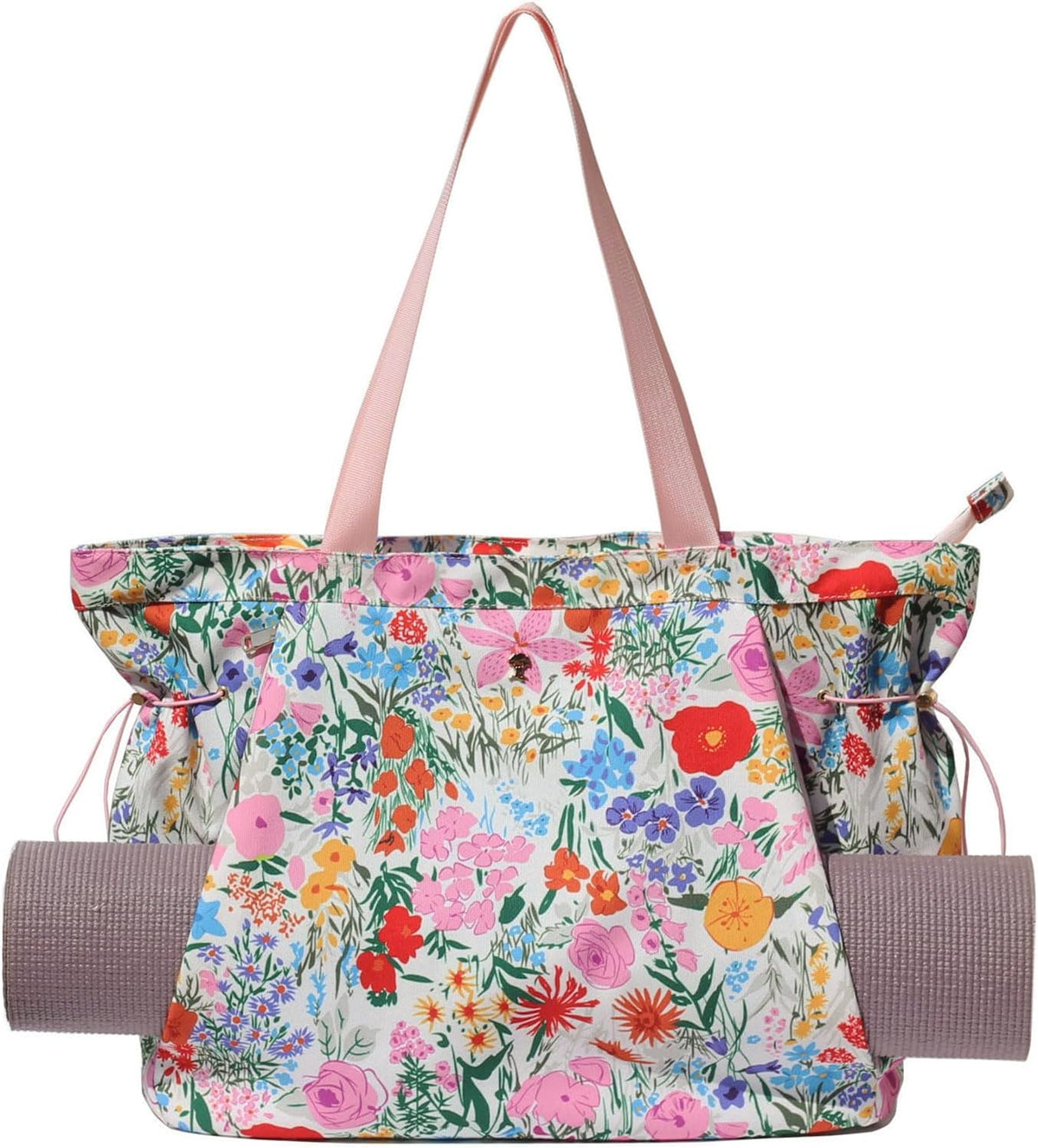 Yoga Tote Bag for Women Drawstring Canvas Shoulder Bags for Workout Travel Carryall Pilates Gym and Beach
