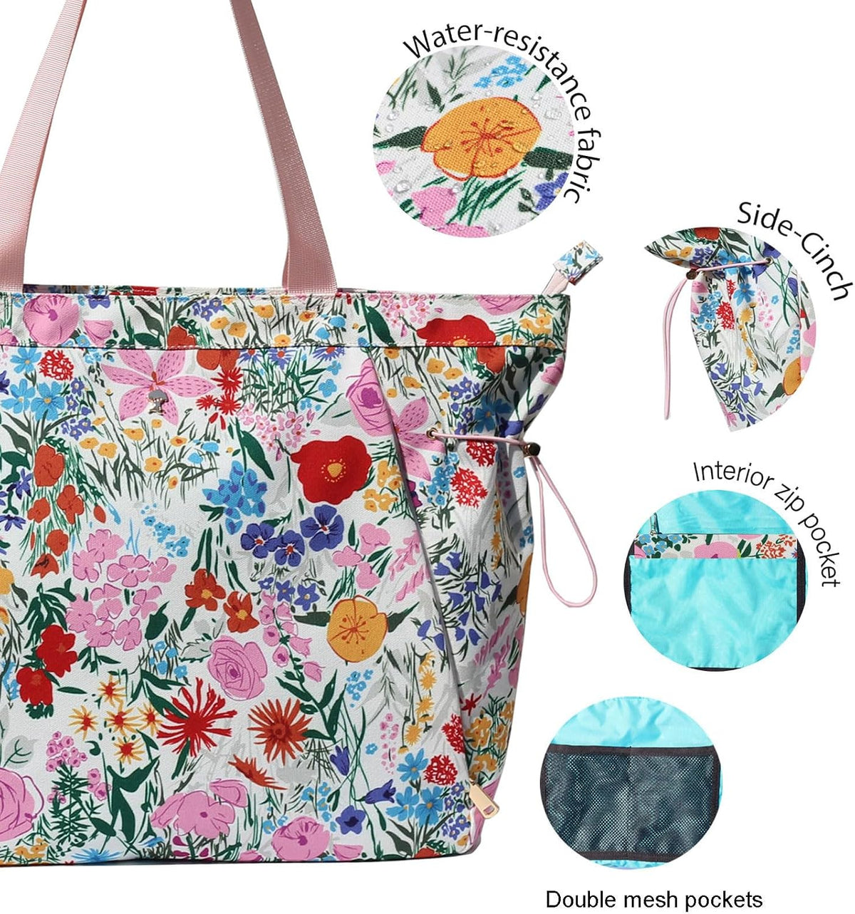 Yoga Tote Bag for Women Drawstring Canvas Shoulder Bags for Workout Travel Carryall Pilates Gym and Beach