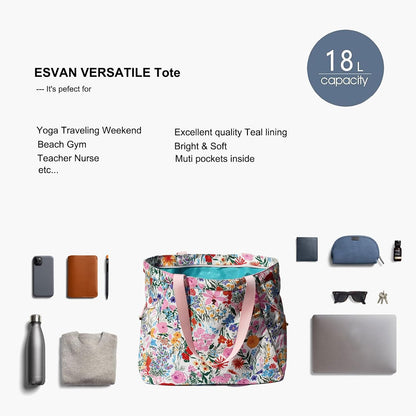 Yoga Tote Bag for Women Drawstring Canvas Shoulder Bags for Workout Travel Carryall Pilates Gym and Beach
