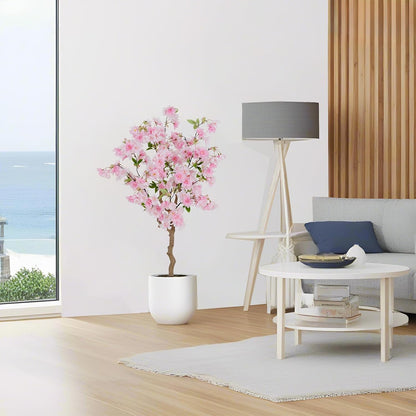 4FT Artificial Cherry Blossom Tree, Pink Faux Flower Tree in Pot for Home