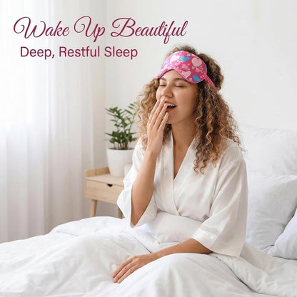 Luxury Sleep Mask – Soft, Lightweight & Ultra Comfort-Perfect for Light Blocking Wake up Radiant (Pink, Elastic Band Strap)