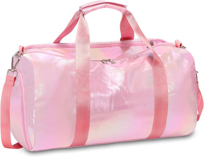 Dance Bag, Gym Bag for Girls, Kids Duffle Bag with Shoe & Wet Compartments