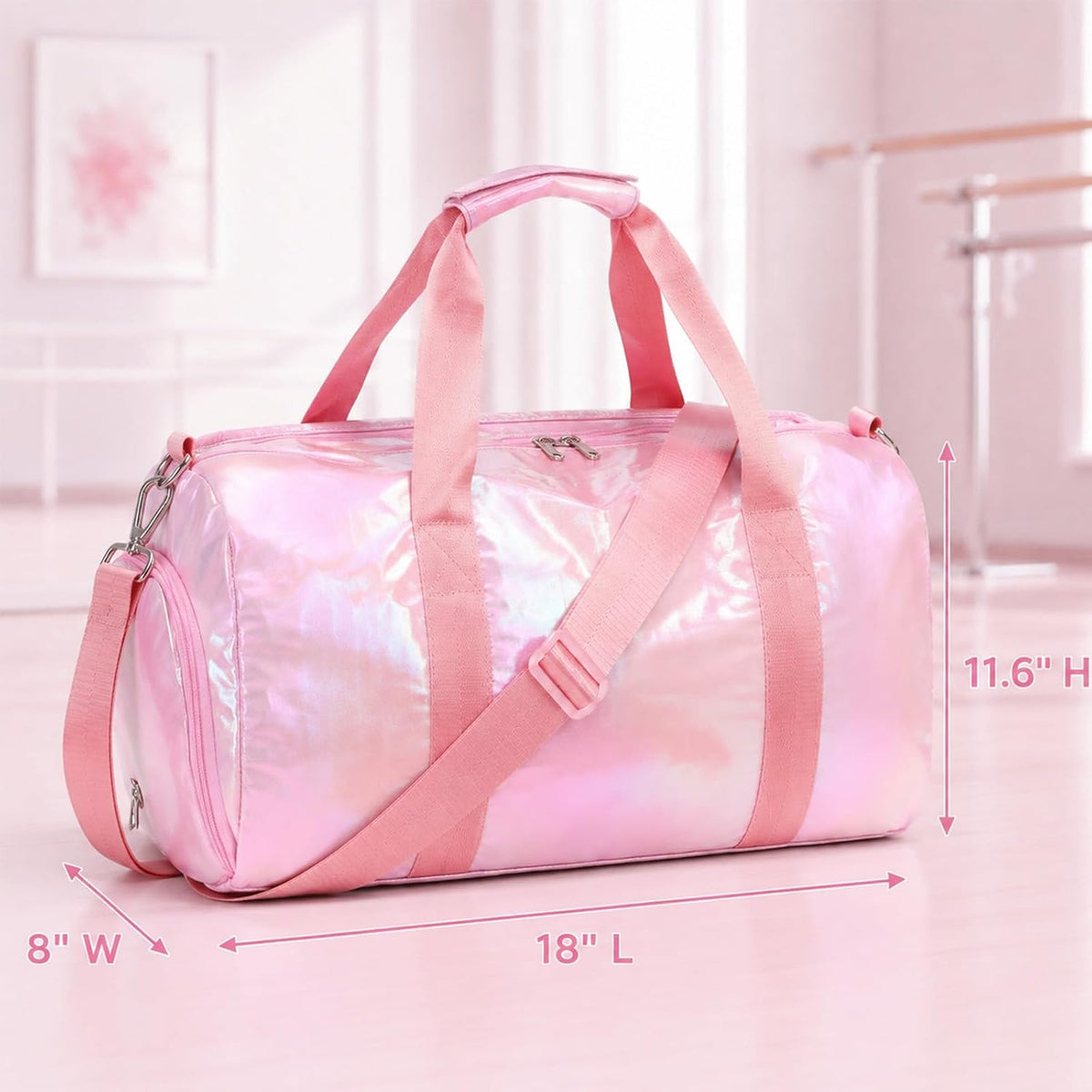Dance Bag, Gym Bag for Girls, Kids Duffle Bag with Shoe & Wet Compartments