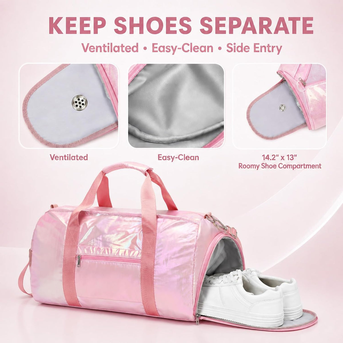 Dance Bag, Gym Bag for Girls, Kids Duffle Bag with Shoe & Wet Compartments