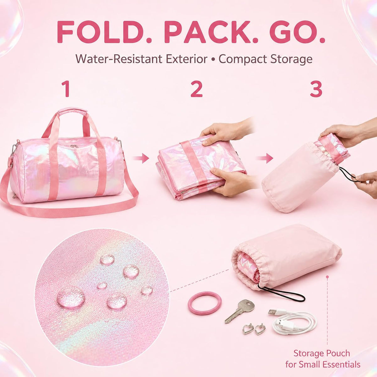 Dance Bag, Gym Bag for Girls, Kids Duffle Bag with Shoe & Wet Compartments