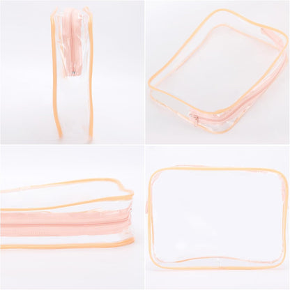 10 Pack Clear Cosmetic Bags Makeup Bags Portable Waterproof TSA Approved Travel Toiletry Bags Large Organizer Peach Pink, 9.8" x 7.1" x 2.4"
